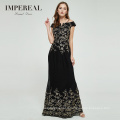 Newest design embroidered bodycon off-shoulder long evening dress